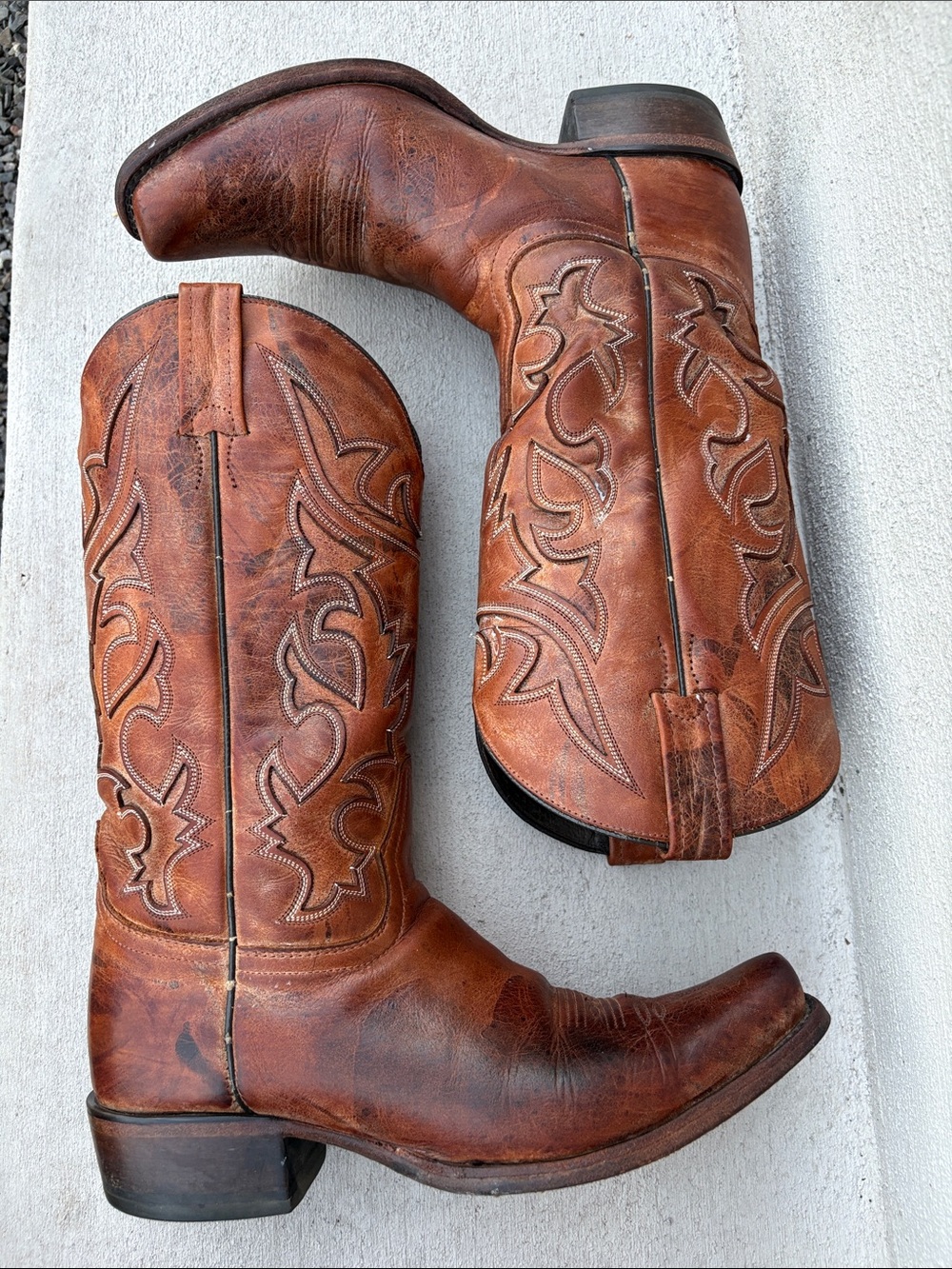Stetson Handmade Brown Leather Cowboy Boots Men's 9.5 D